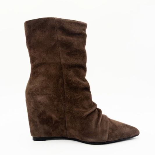 Jill Slouch Wedge Boots - Taupe