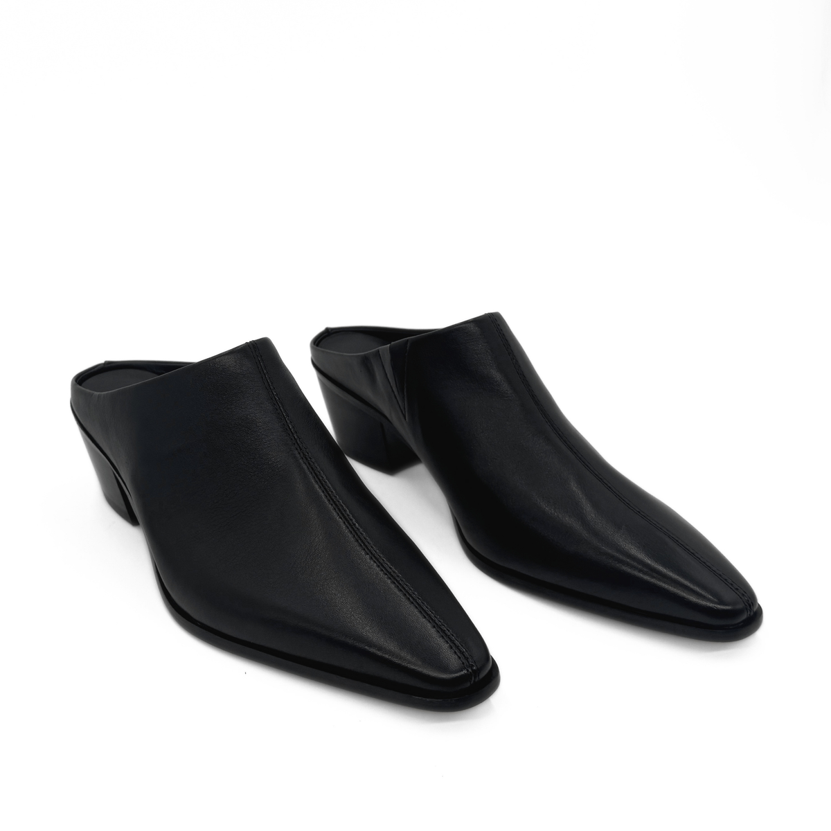 Carla Leather Western Mules - Black