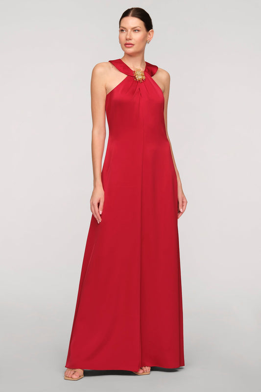 Maci Satin Halter Gown