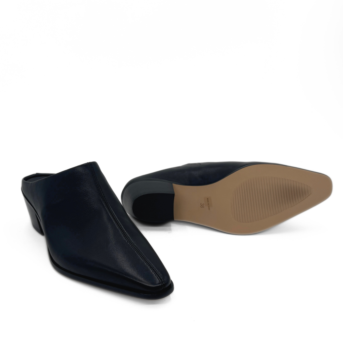 Carla Leather Western Mules - Black