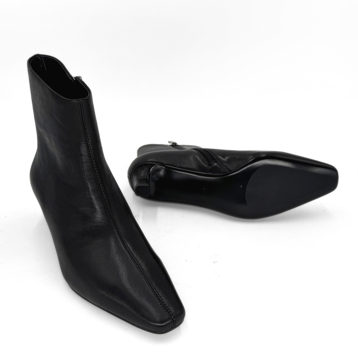 Tess Kitten Heel Booties - Black Leather