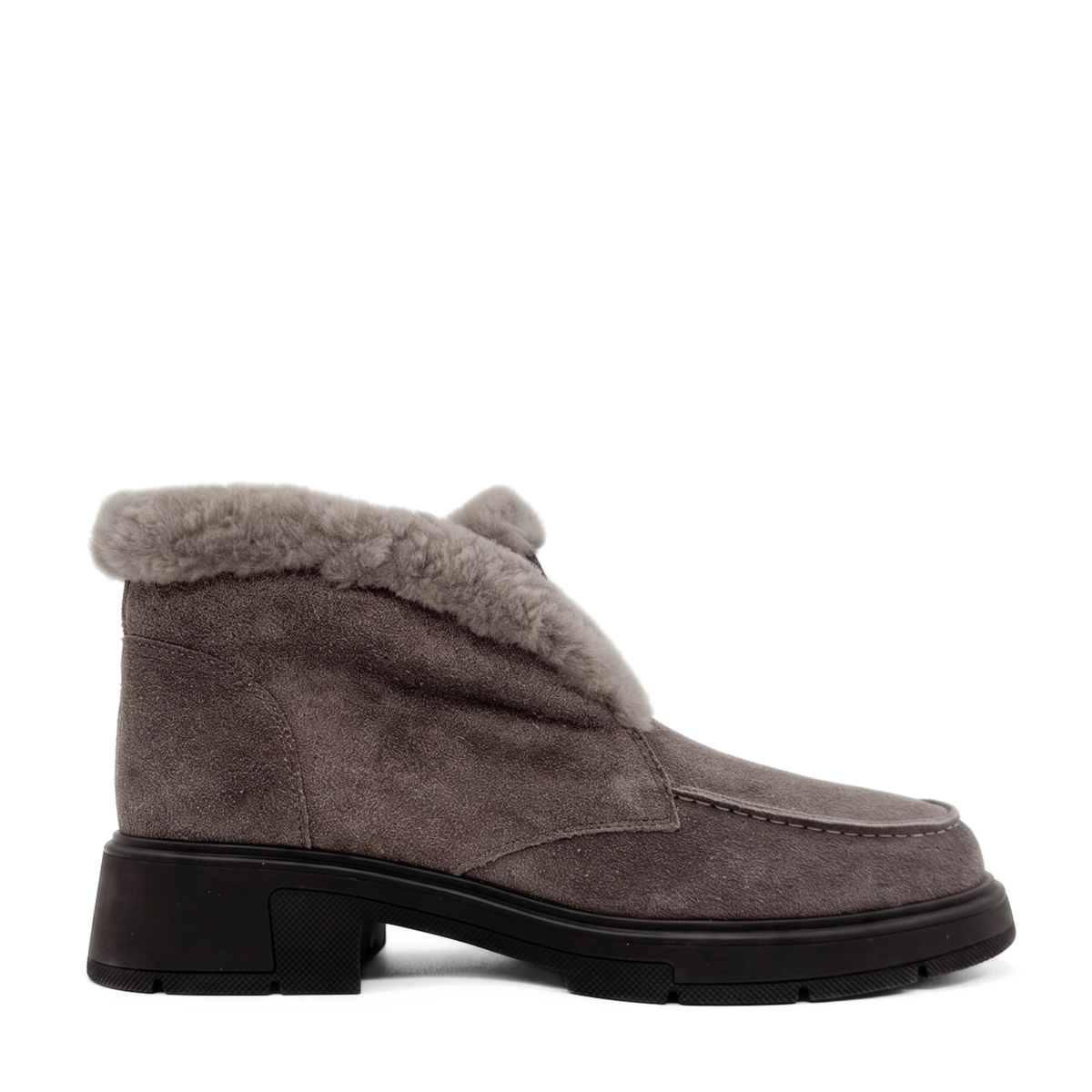 Meredith Suede Shearling Ankle Boot - Taupe
