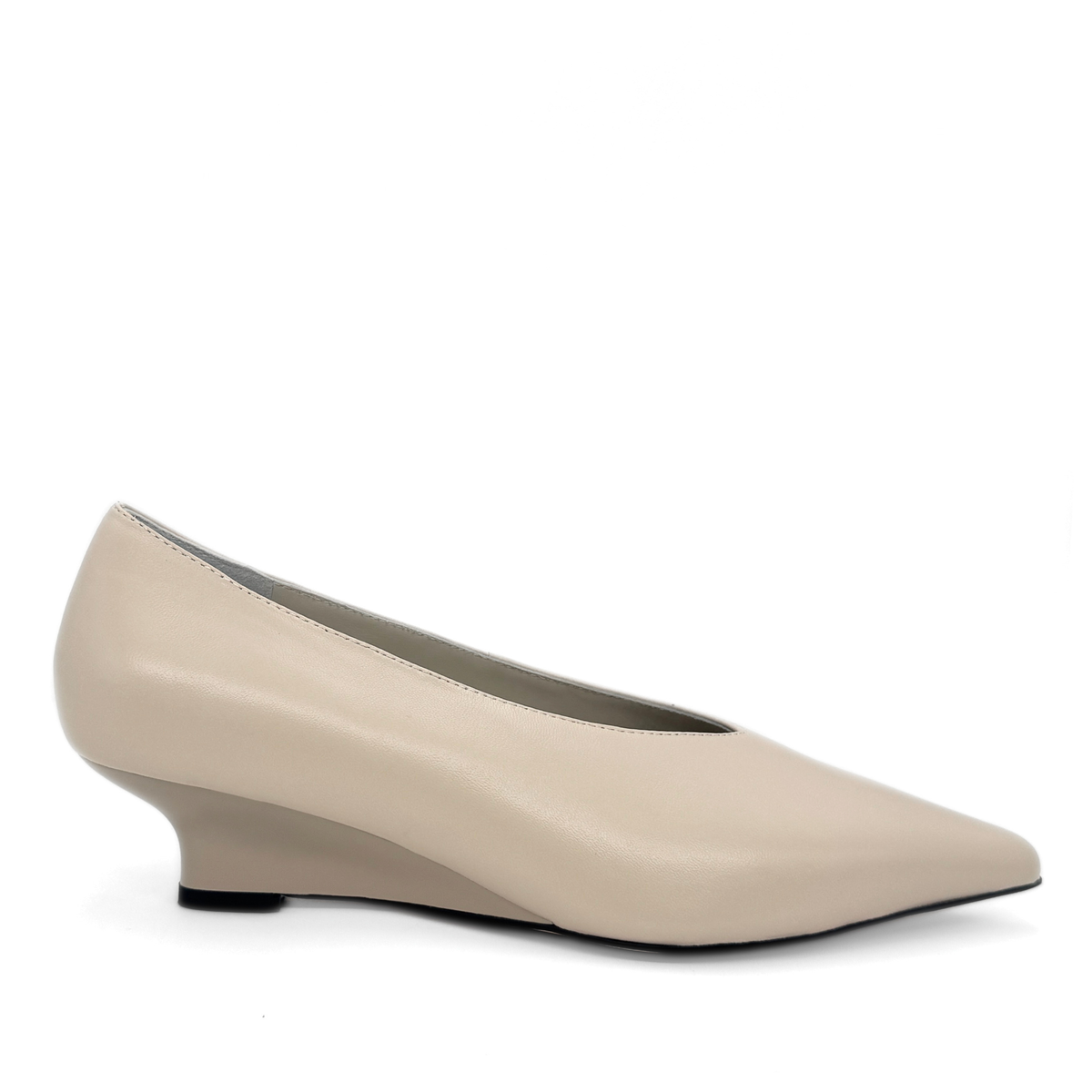 JoJo Leather Wedge Pumps - Bone