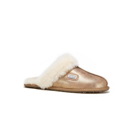 CLOSED MULE ANTIQUE GOLD