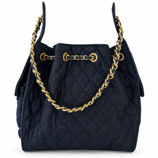 Bayshore Bucket Bag Medium - Dark Wash Denim