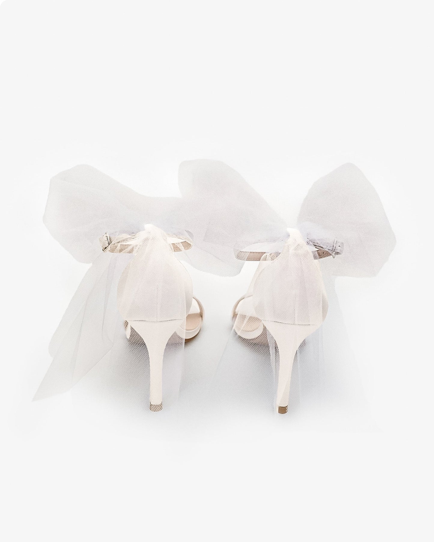 Satin High Heel Wedding Sandals with Tulle Back Bow