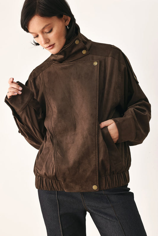 DOWNTOWN DARLING FAUX LEATHER BOMBER JACKET