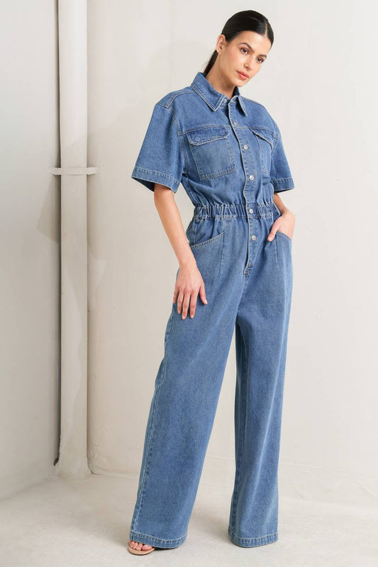 RELAX UTILITY DENIM JUMPSUIT