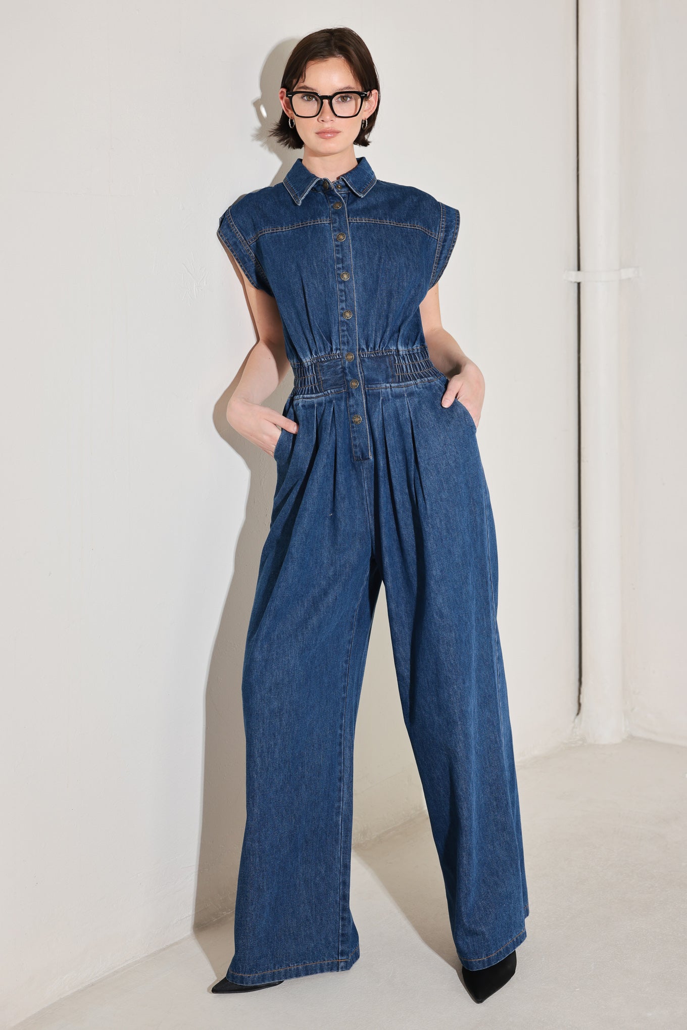 POWER PLAY DENIM JUMPSUIT