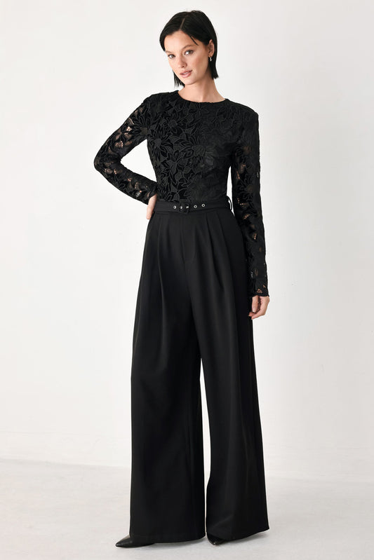 AFTER DARK LACE WIDE LEG JUMPSUIT