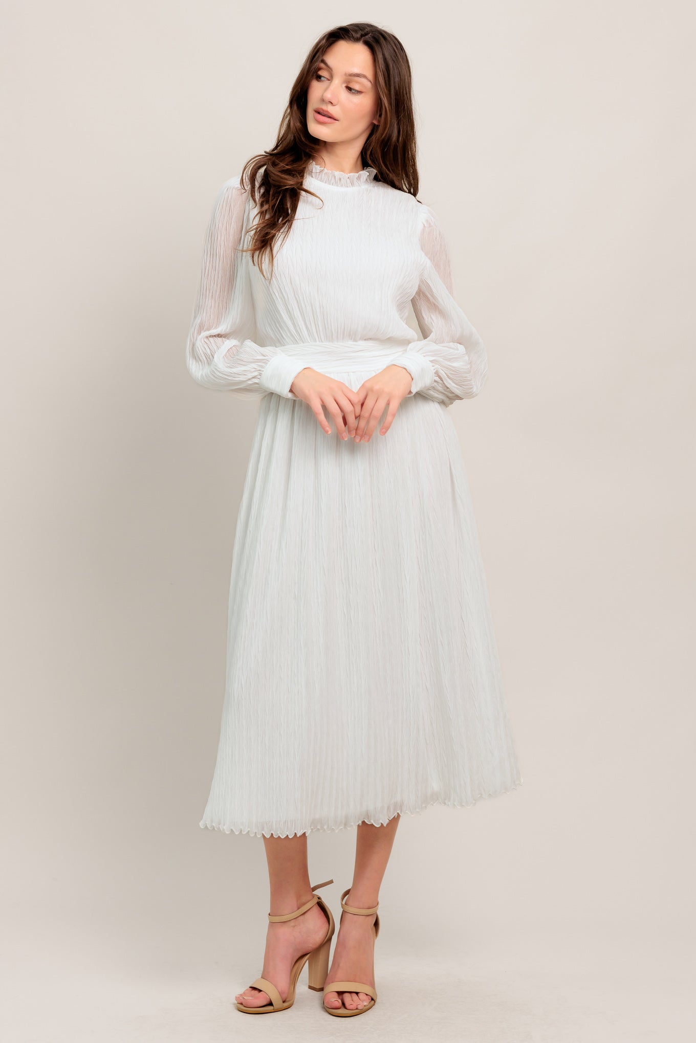 FOREVER WAITING WOVEN MIDI DRESS