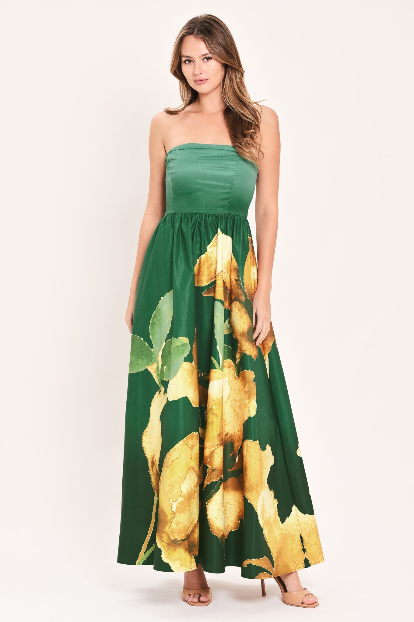GOLDEN ROSE AFTERGLOW WOVEN MAXI DRESS