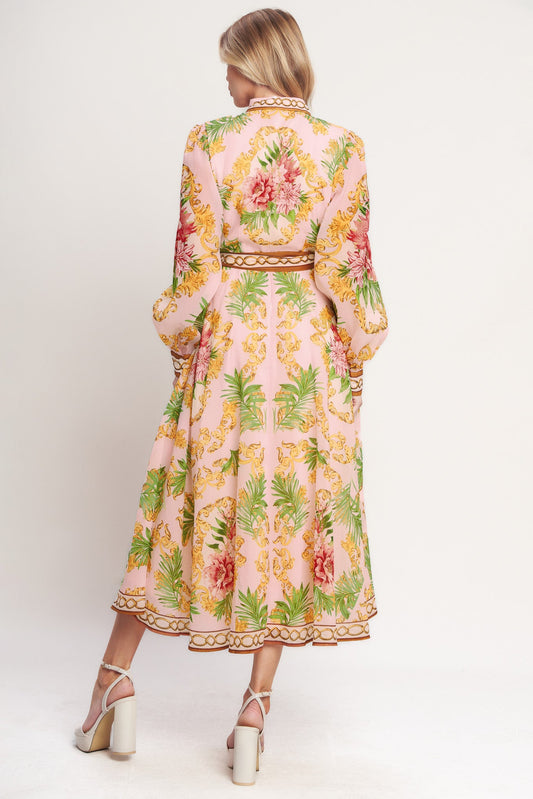 GOLDEN GARDEN PARTY WOVEN MIDI DRESS