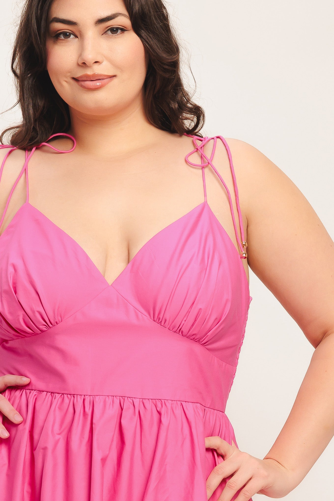 PRETTY IN PINK WOVEN MIDI DRESS