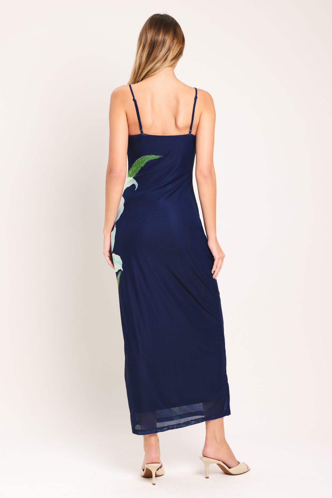 DEEP BLOOM POWER MESH DRESS