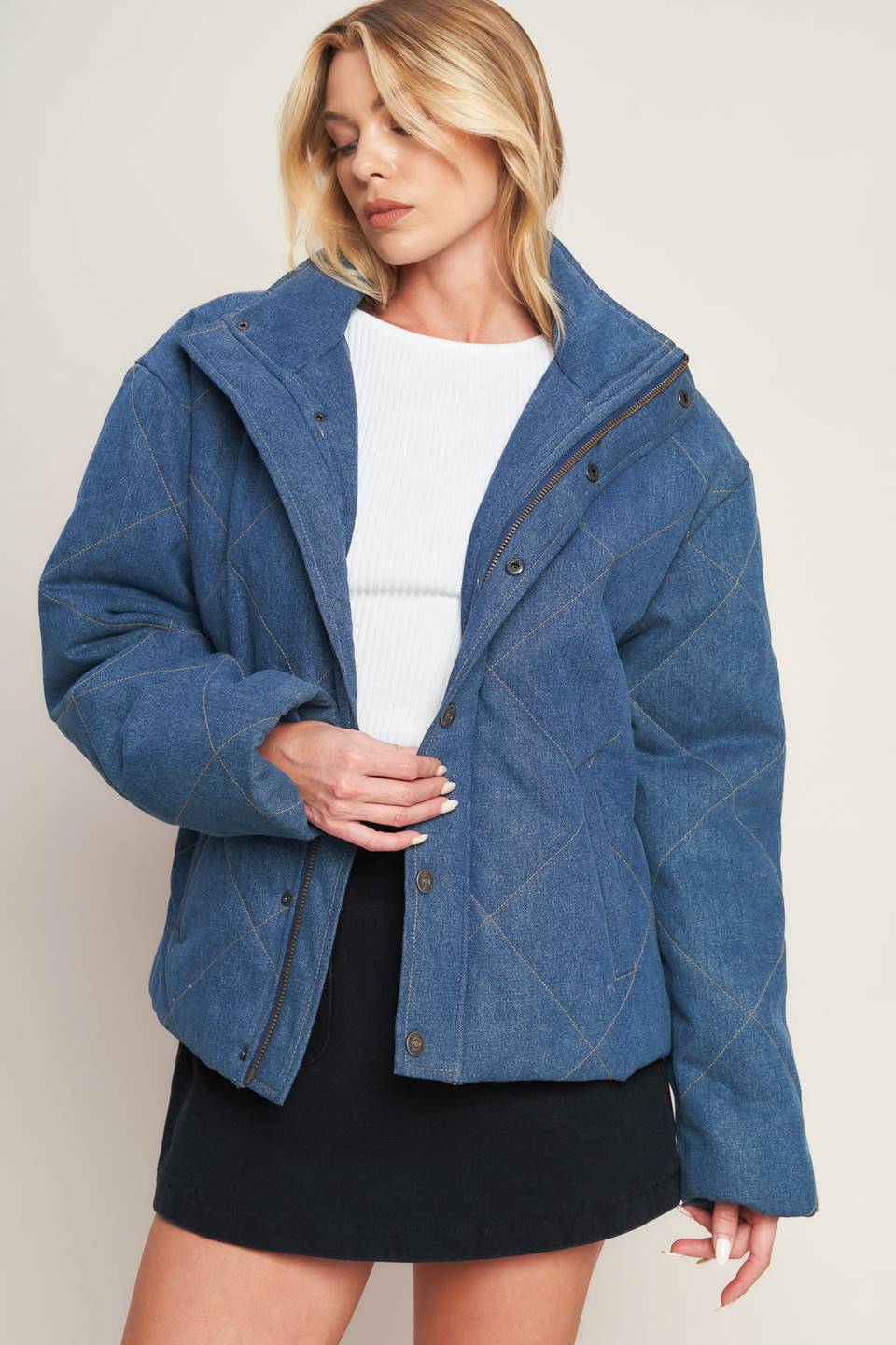 FOR GOOD QUILTED DENIM JACKET