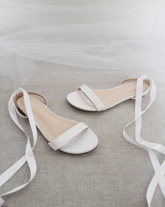 Satin Flat Sandal with Ballerina Lace Up