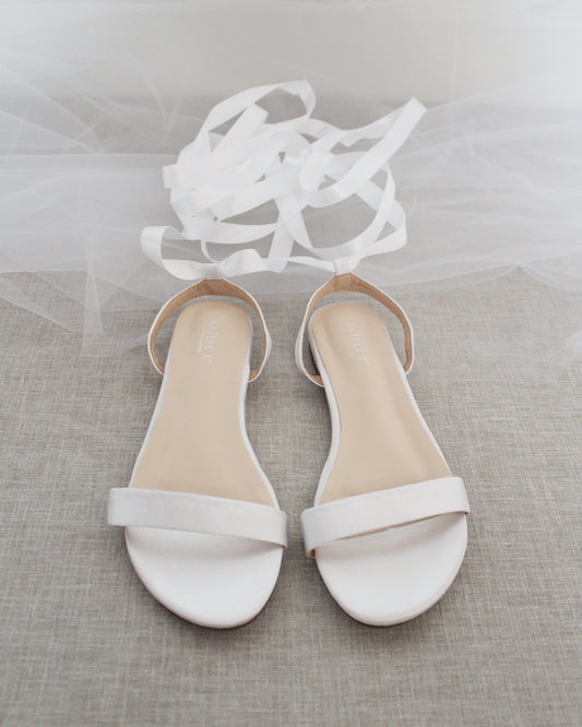 Satin Flat Sandal with Ballerina Lace Up