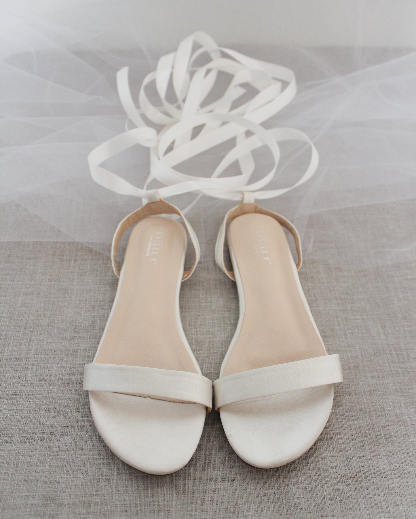 Satin Flat Sandal with Ballerina Lace Up