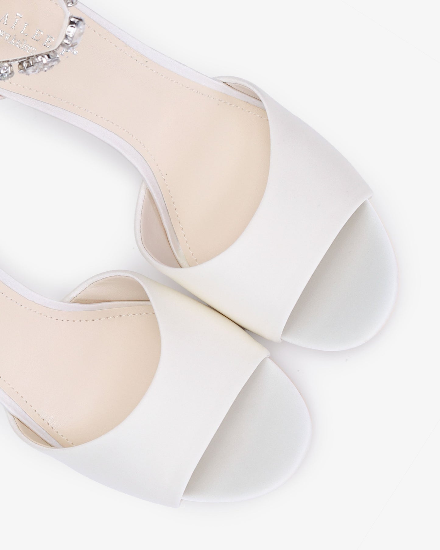 Satin Block Heel Wedding Sandals with Navette Cluster Rhinestones Strap