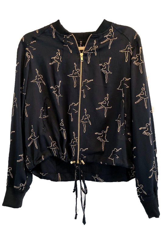 Dancing Ballerina Bomber in Black + Gold