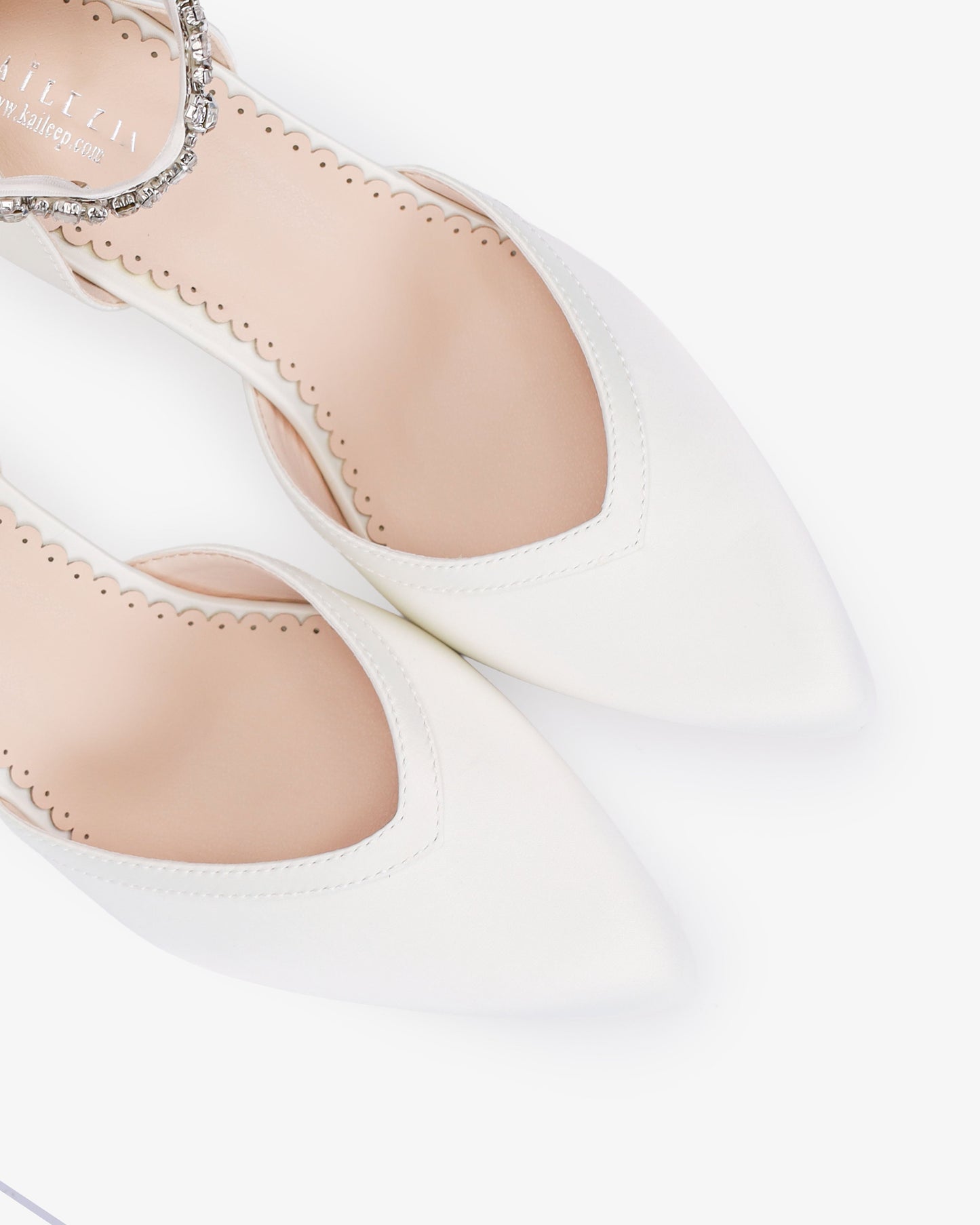 Satin Block Heels Wedding Shoes with Floral Rhinestones Ankle Strap