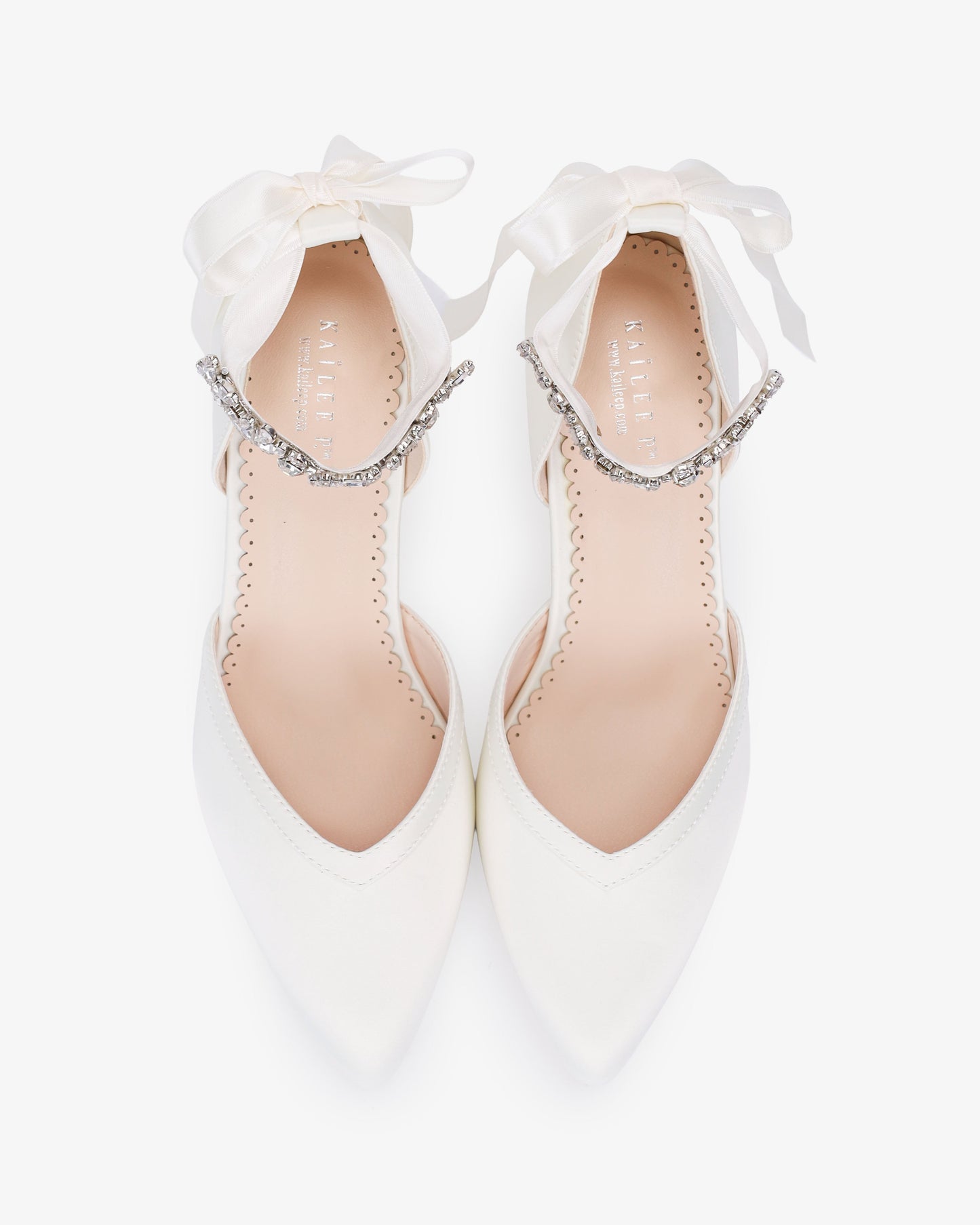Satin Block Heels Wedding Shoes with Floral Rhinestones Ankle Strap
