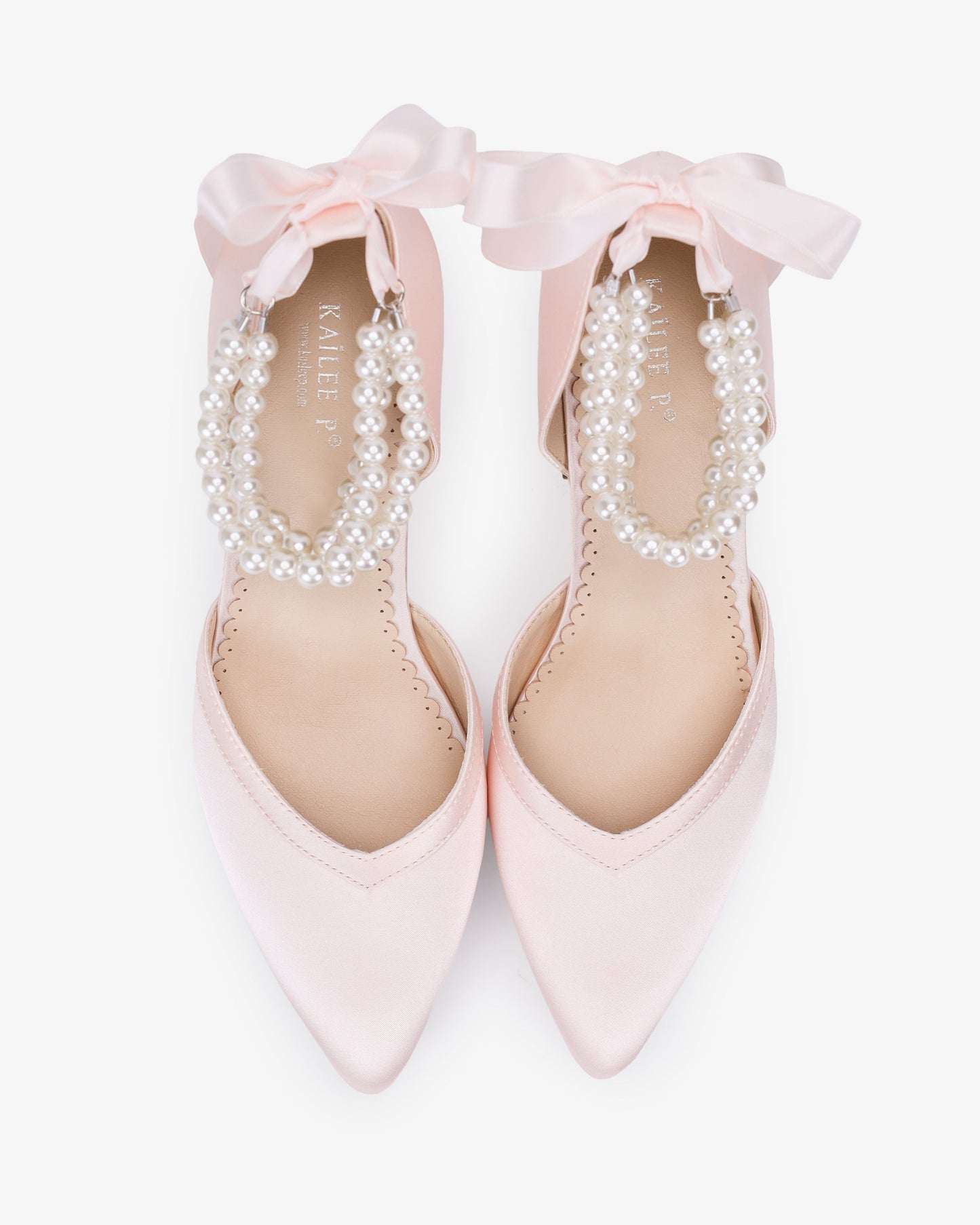 Satin Block Heels Evening Shoes with Trinity Pearls Wrap