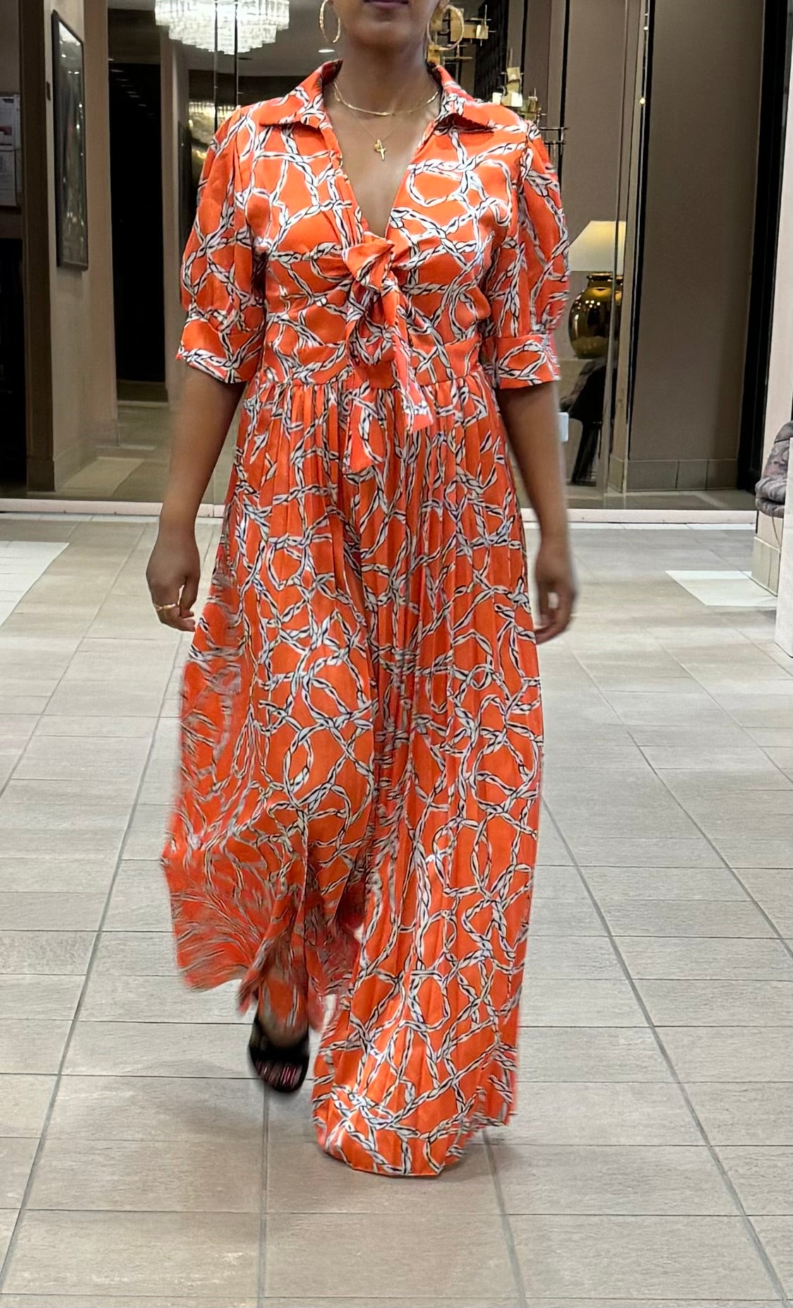 Bellavie - Orange Pleated Jumpsuit