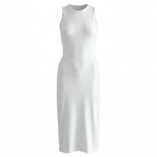 The Ola Rib Second-Skin Bodycon Midi Dress In White