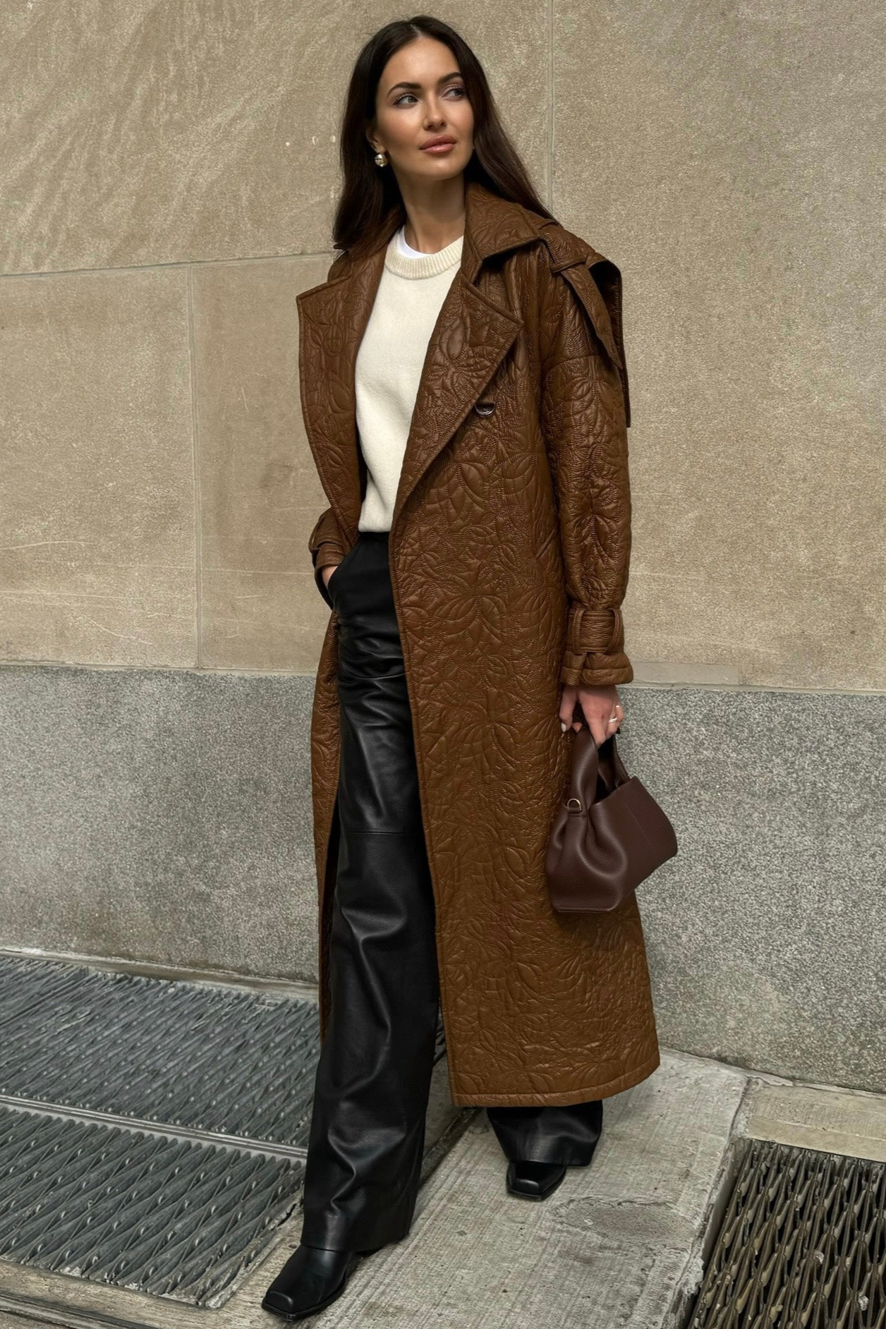 EMBROIDERED NYLON OVERSIZED TRENCH COAT