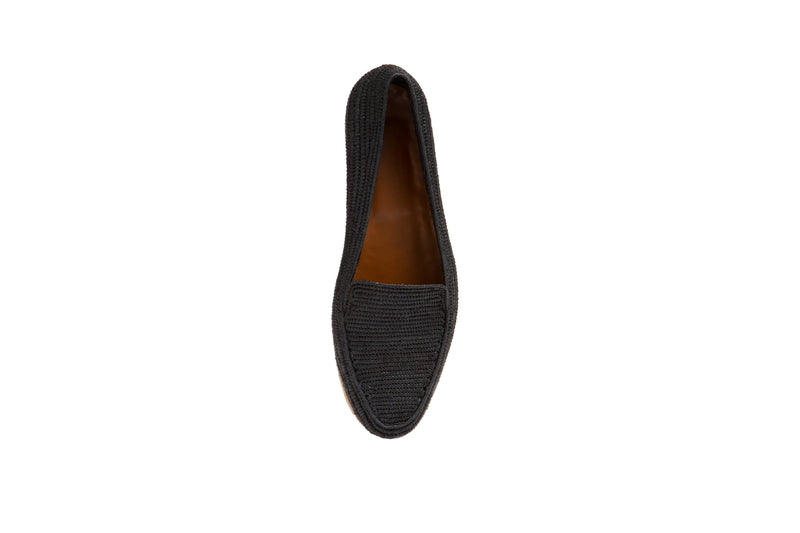 Women's Raffia Loafers (Black)