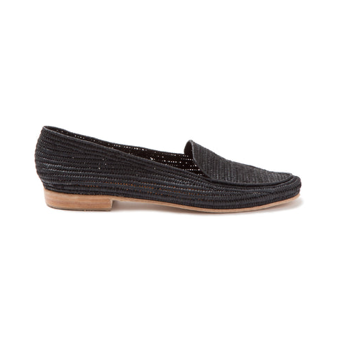 Women's Raffia Loafers (Black)