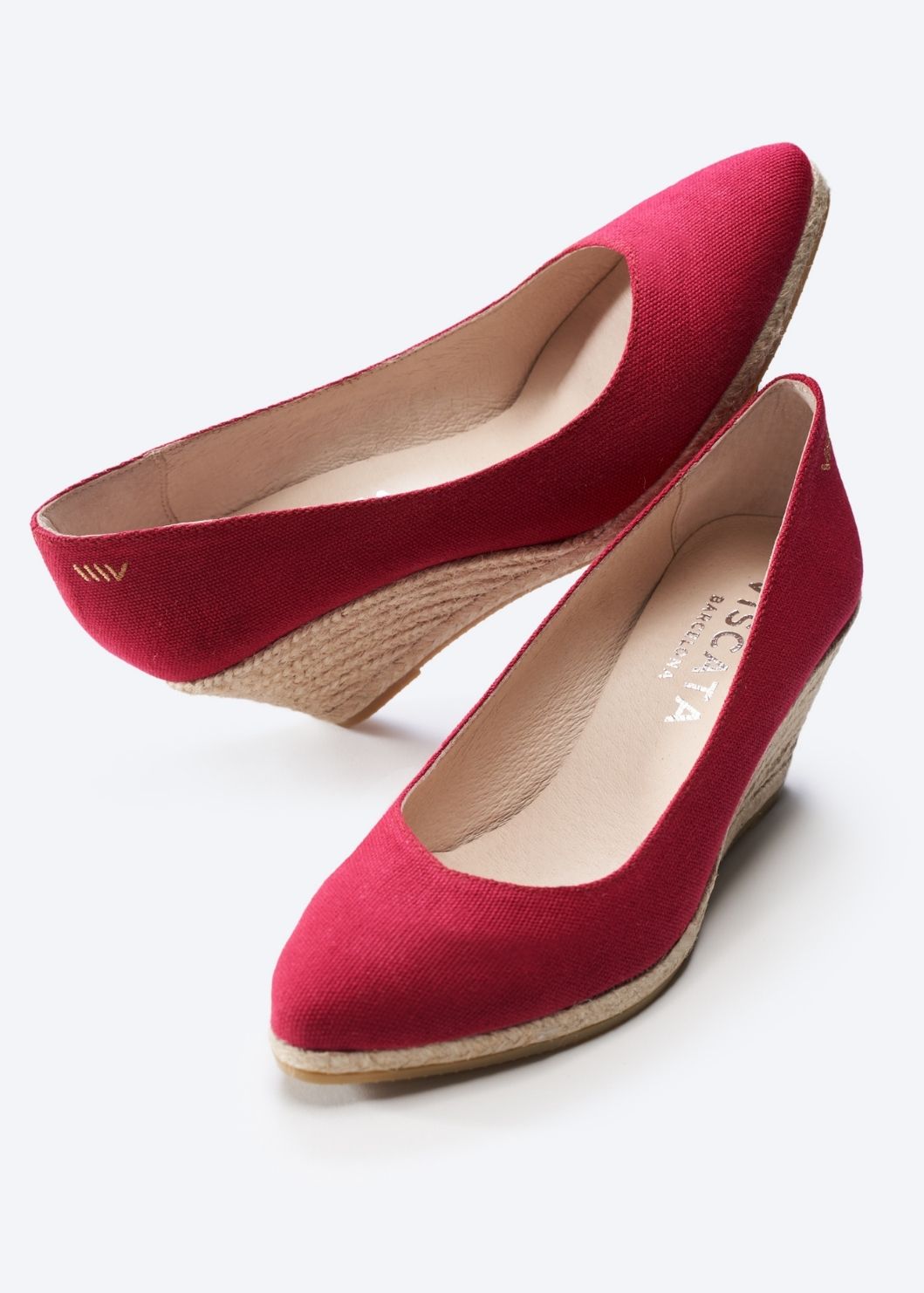 Roses Canvas V Cut Espadrille Wedges