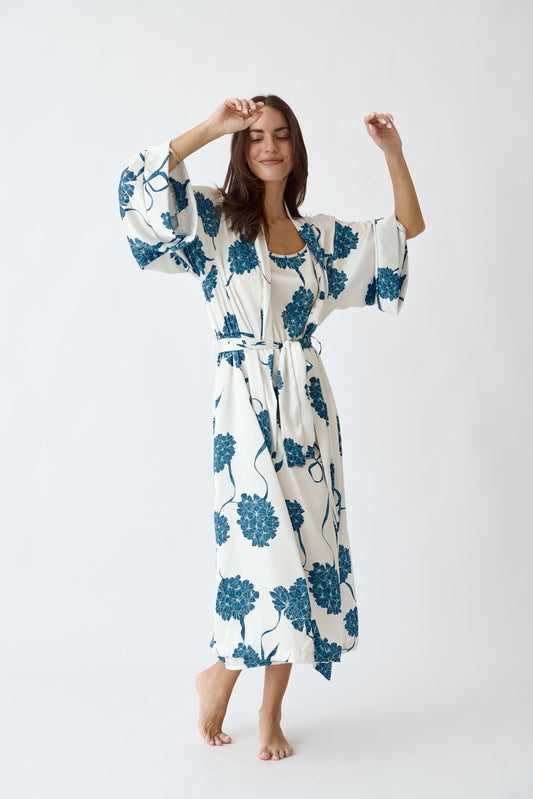 Washable Silk Kimono & Dress Set - Blossom