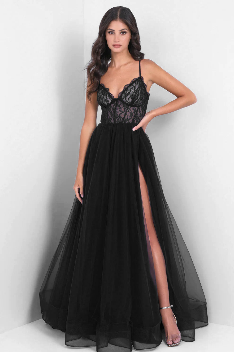 Dani Gown - Black - A-Line Tulle Lace Formal Dress