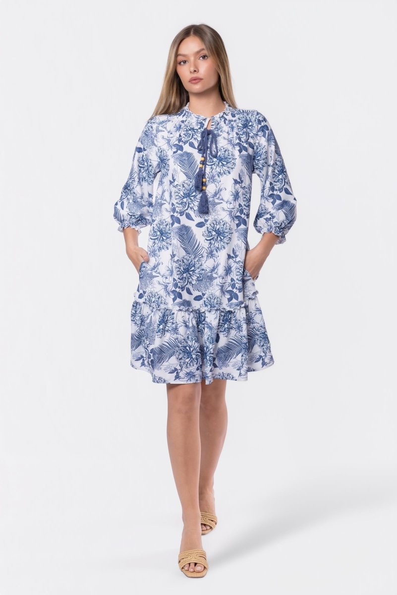 Clio Dress 37" (Blue White)