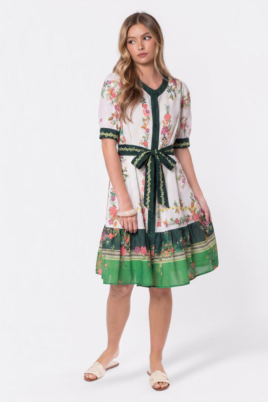Elma Dress (Ivory Green)