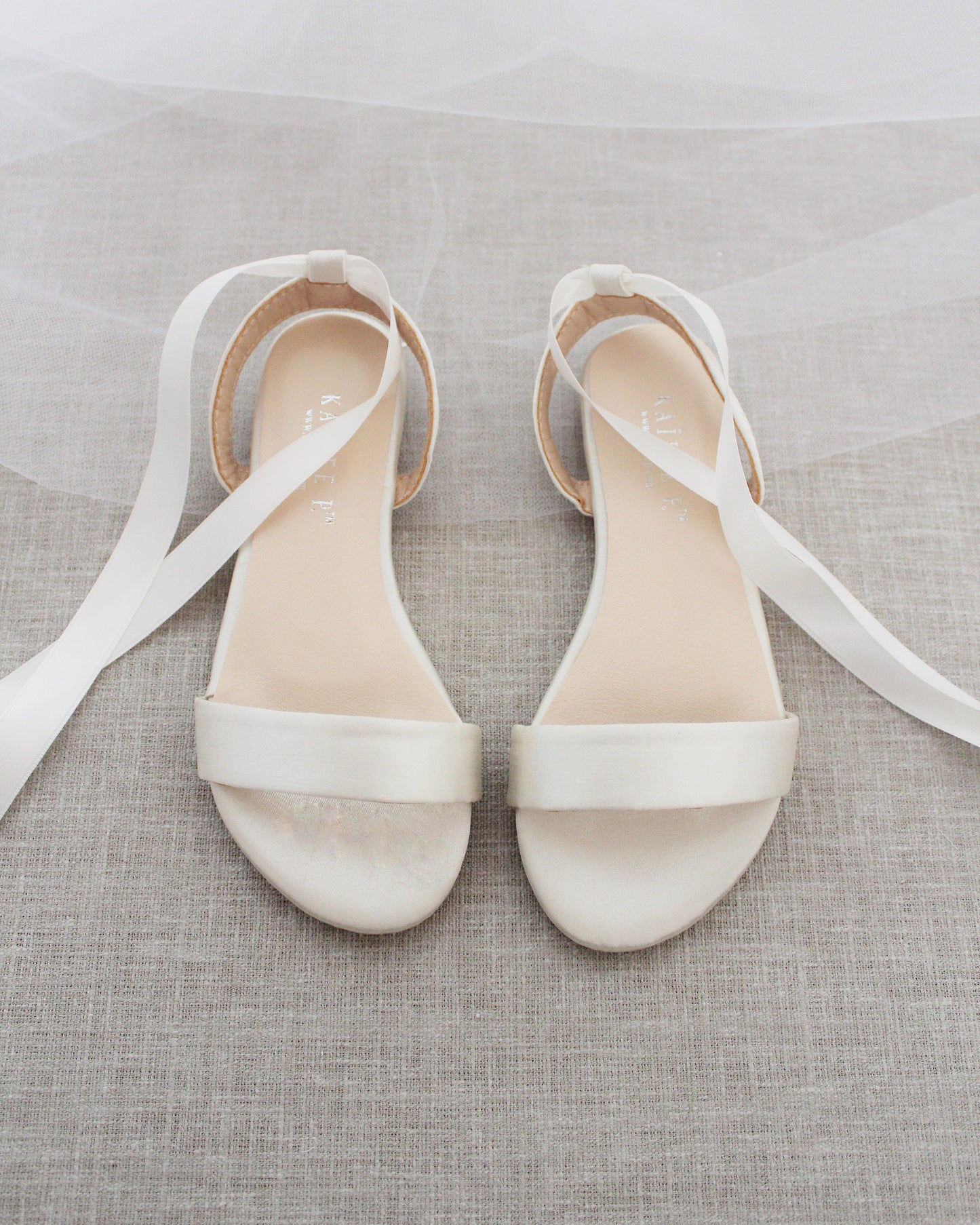 Satin Flat Sandal with Ballerina Lace Up