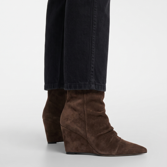 Jill Slouch Wedge Boots - Taupe