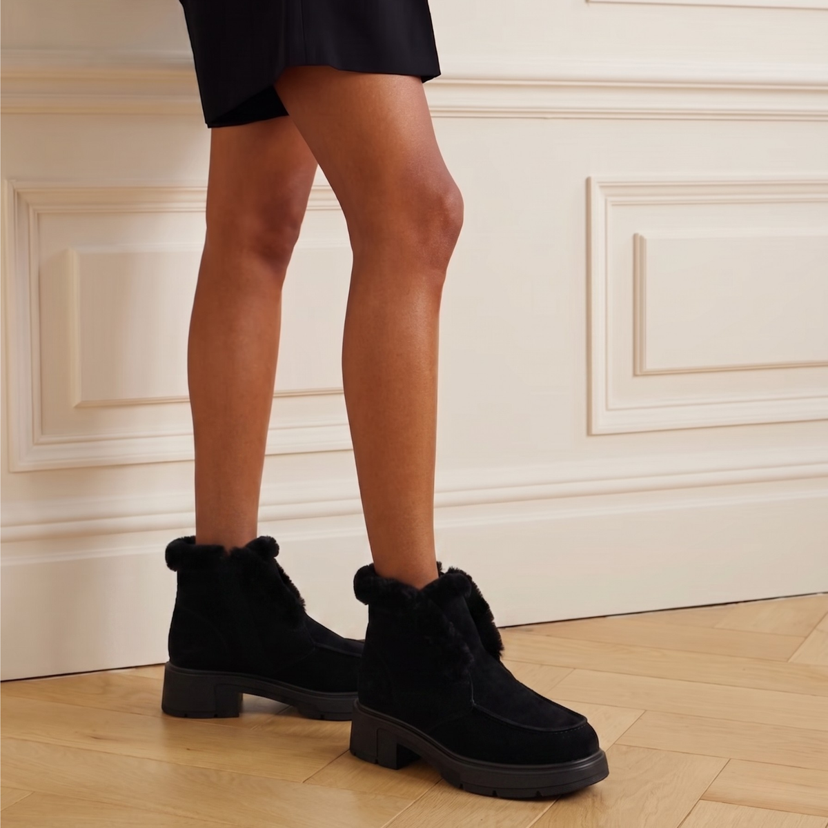 Meredith Suede Shearling Ankle Boot