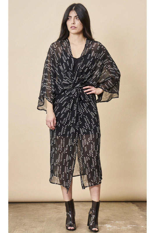 Stylized Feather Twisted Midi in Black + White
